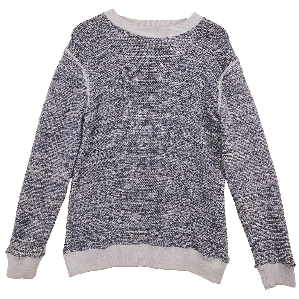 Schott Bros Sweater Mens Small Blue Gray Perfecto Heathered Crew Neck Marled USA